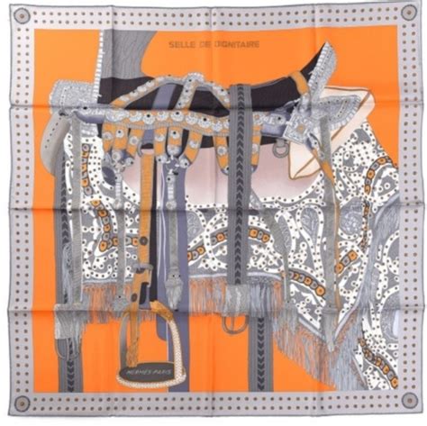 Hermes Accessories Herms Selle De Dignitaire Silk Twill Scarf