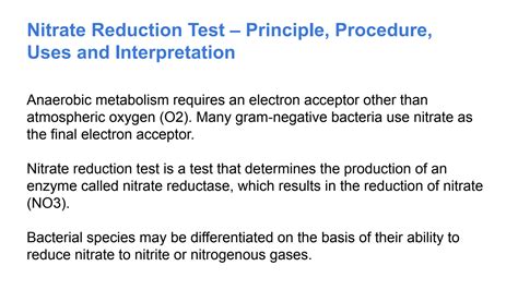 Nitrate Nitrite Reduction Test Principle Requirements Test Procedure ...