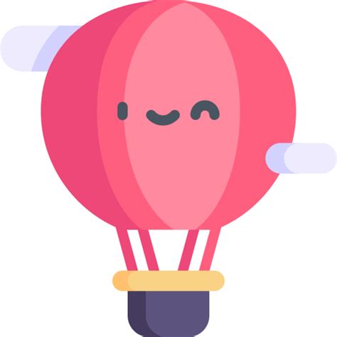 Hot Air Balloon Kawaii Flat Icon