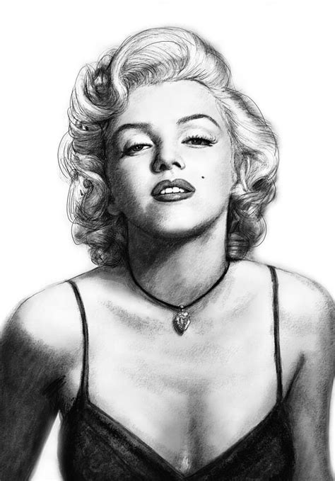 Marilyn Monroe Art Drawing Sketch Portrait Painting by Kim Wang