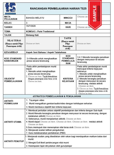 RPH SAINS TINGKATAN 3 TAHUN 2024 2025 DOCX MY