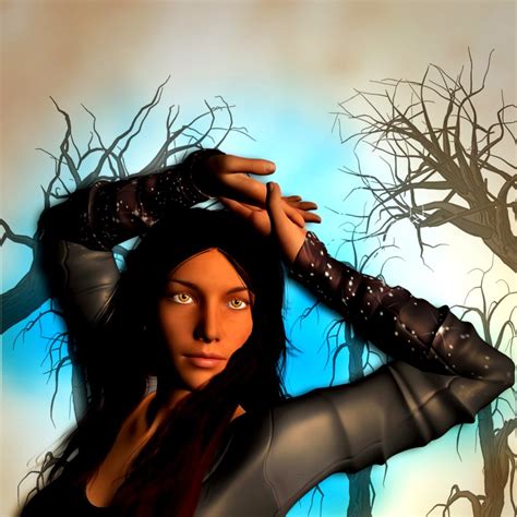 Beauty Black Hair Girl Long Hair Free Digitally Made Illustrations On