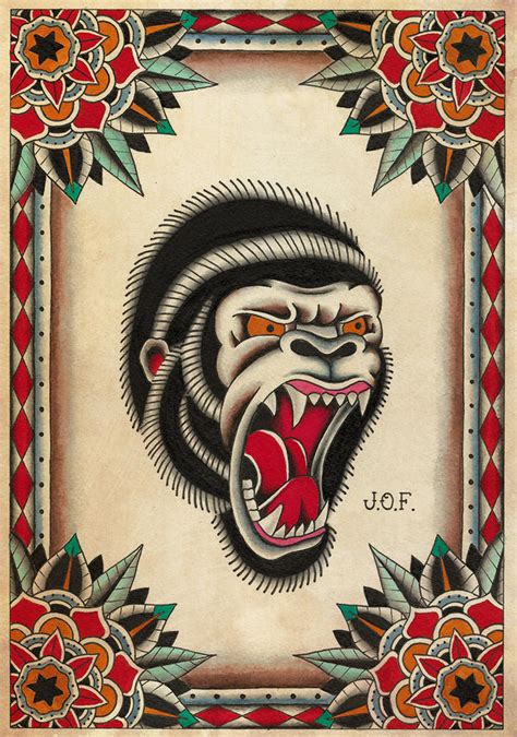 Gorilla Old School By Jeanoldfirm On Deviantart