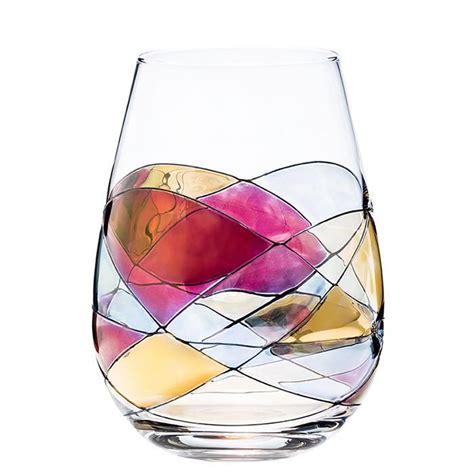 Cornet Barcelona Luxury Stemless Hand Painted Wine Glass Inspired By