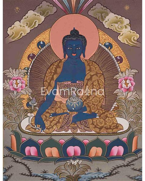 Original Hand Painted Blue Medicine Buddha Thangka Bhaisajyaguru Tha