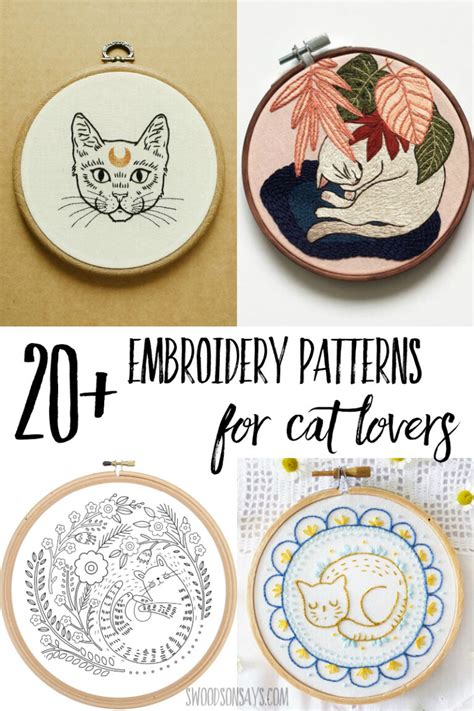 Modern Cat Embroidery Patterns Swoodson Says