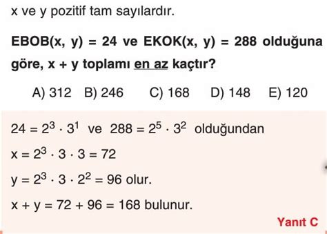 Ebob Ekok Test Sorular Z Mleri Tyt Matematik Ebob Ekok Problemleri