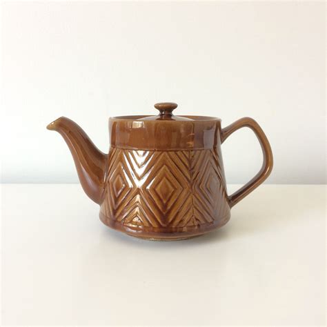 Vintage Teapot Brown Teapot Teapots Geometric Teapot Etsy Canada