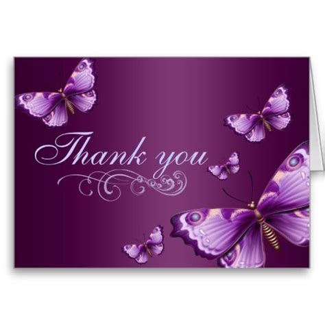 Purple Butterfly Thank You Card Zazzle