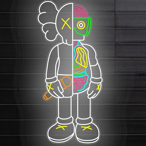 Kaws 62x29in Neon Sign Aesthetic Tiktok Room Handmade Home Wall Decor