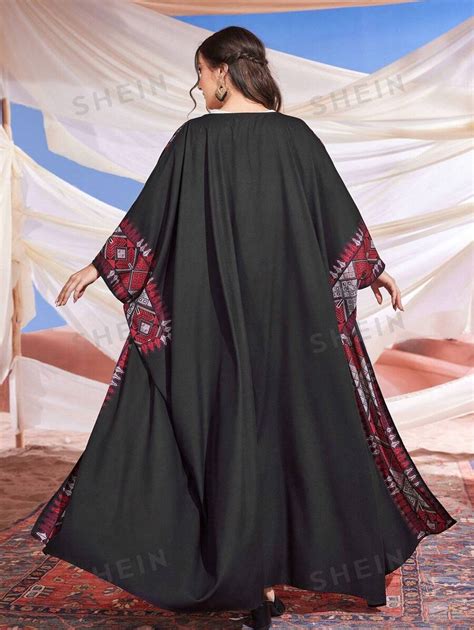 Shein Najma Plus Size Women S Geometric Pattern Arabic Long Dress