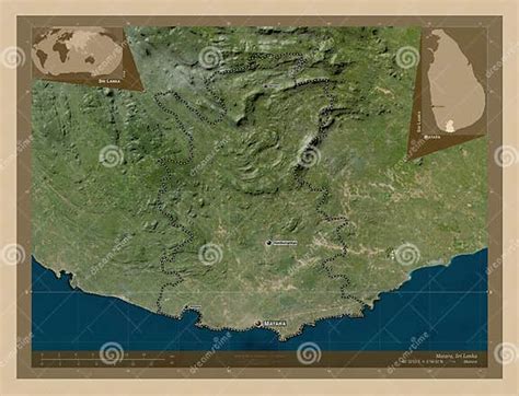 Matara Sri Lanka Low Res Satellite Labelled Points Of Cities Stock