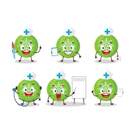 médico profesión emoticon con Navidad pelota verde dibujos animados