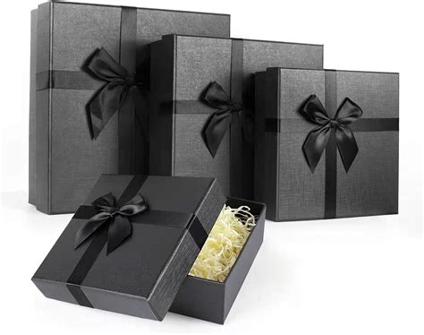 4 Gift Boxes Black Gift Box For Presents Luxury Gift Box With Lids