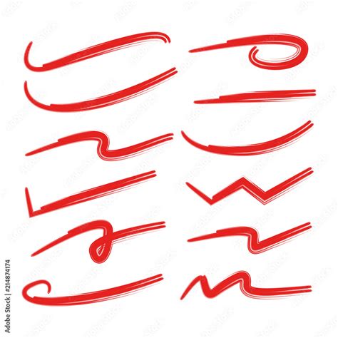 Red Hand Drawn Underline Set Brush Line Set Stock Vector Adobe Stock