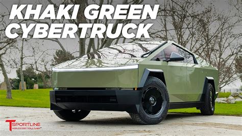 DIY Wrapped Cybertruck Khaki Green Inozetek Supergloss Film Black