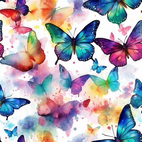 Premium AI Image | A watercolor painting of butterflies with colorful blots