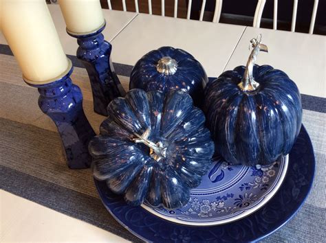 Hand Painted Blue Pumpkins Blue Pumpkins Autumn Decorating Hand Painted