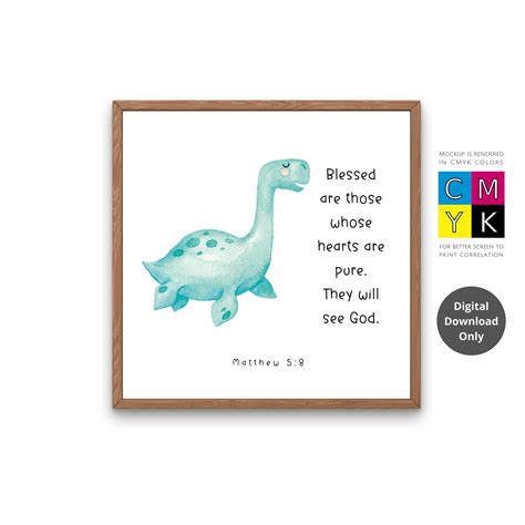 Dinosaur Beatitudes Bible Verse Children Kids Scripture Wall Art ...