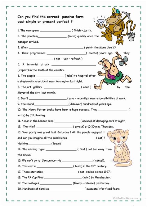 Active And Passive Voice Worksheets Active And Passive Voice