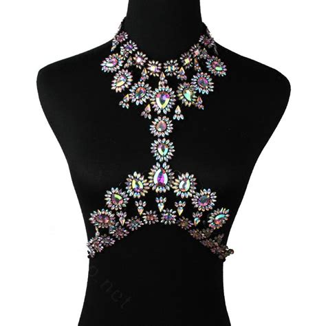 Buy Wholesale Luxury Rhinestone Flower Belly Body Chain Bikini Showgirl