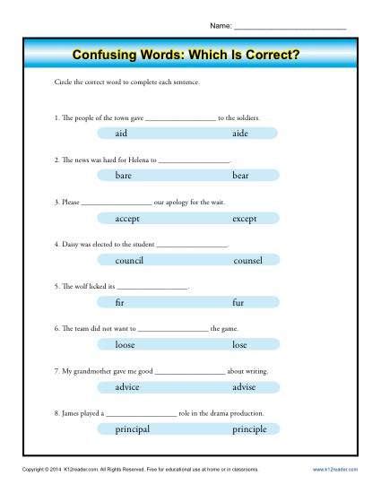 Easily Confused Words Worksheet Confused Commonly Confusing