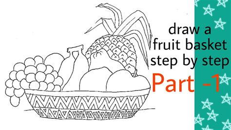 Draw A Fruit Basket Step By Step Easily Fruit Basket Outline Fruit