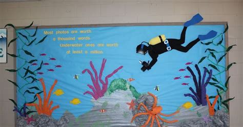 School Bulletin Boards Underwater Tropical Ocean Scuba Diver School Bulletin Board Under The