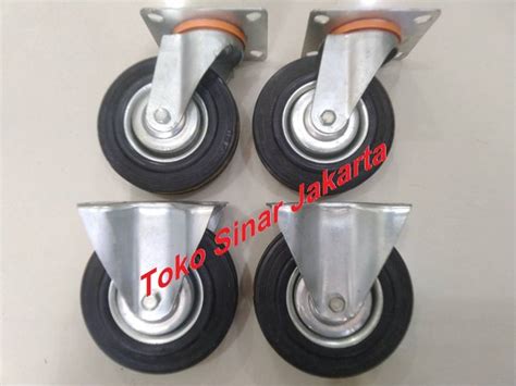 Jual Roda Karet Hitam Roda Etalase Troly Trolly 5 Inch HIDUP MATI