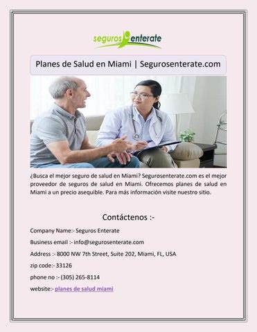 Planes De Salud En Miami Segurosenterate By Seguros Enterate Issuu