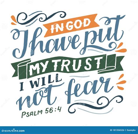 Hand Lettering With Bible Verse In God I Have Put My Trust Stock