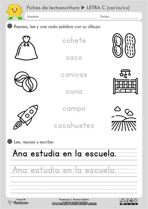 Fichas De Lectoescritura Letra C Ca Co Cu Letra Ligada E Imprenta