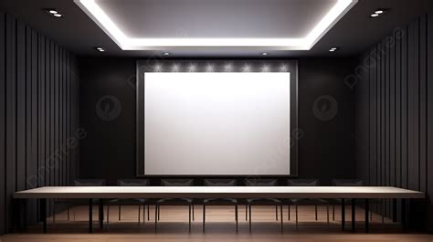 Meeting Room Stage Setting 3d Render Of Projector With White Screen ...