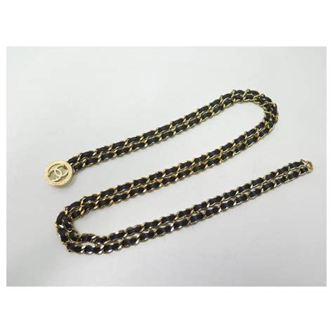 Medaillon Vintage Chanel Chain Leather Belt Cc Medallion Gold