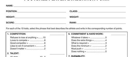 Football Player Evaluation Pdf Form Formspal