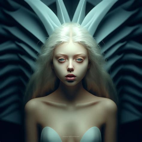 Premium Photo Ethereal 3D Angel Wings Futuristic Woman Portrait And