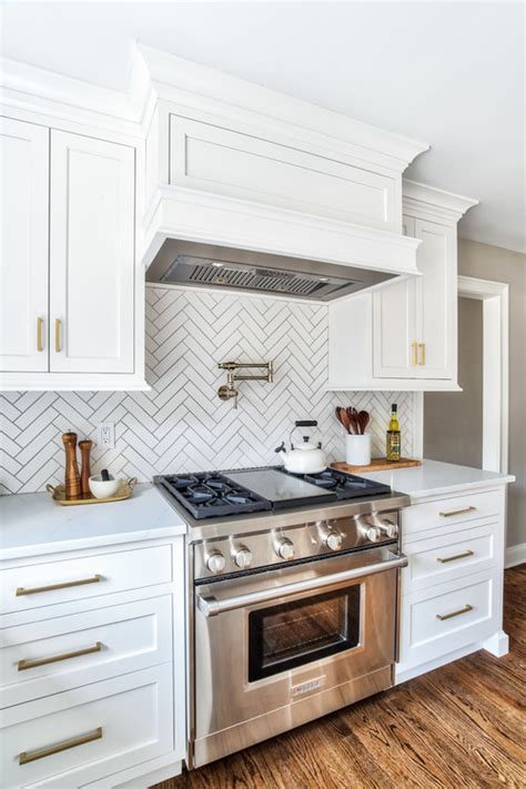 50 White Herringbone Backsplash Tile In Style White Kitchen