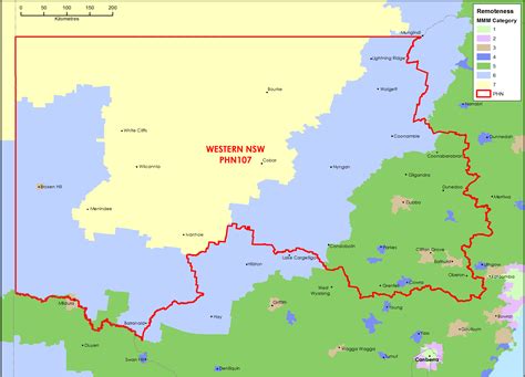 Western New South Wales Primary Health Network Phn Map Modified Monash Model Mmm