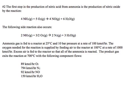 2 The First Step In The Production Of Nitric Acid