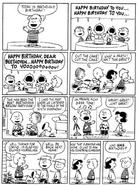 A Comic Strip With Peanuts Saying Happy Birthday To You