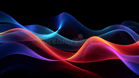 Abstract Colorful Waves On A Black Background Illustration For Your