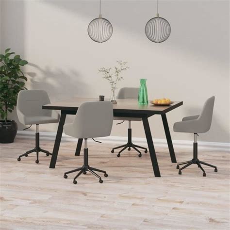 Chaises pivotantes de salle à manger 4 pcs Gris clair Velours 3638