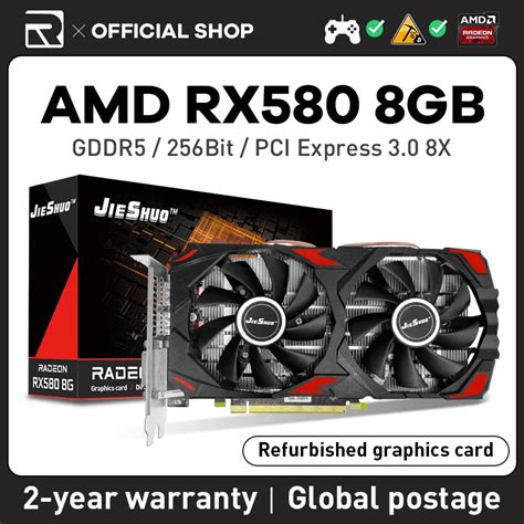 JIESHUO AMD RX 580 8GB 2048SP Gaming Graphics Card GDDR5 256bit GPU