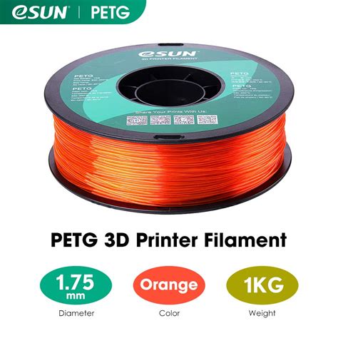 Esun Petg Translucent Orange Mm Kg D Printing Filament D Filaprint