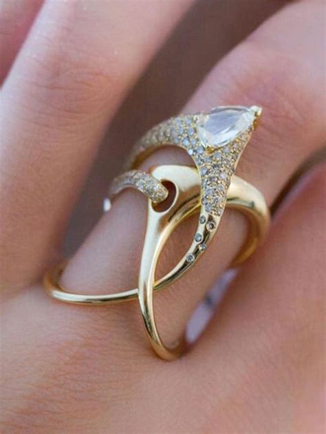 Pc Glamorous Copper Cubic Zirconia Decor Ring For Women For Daily Life