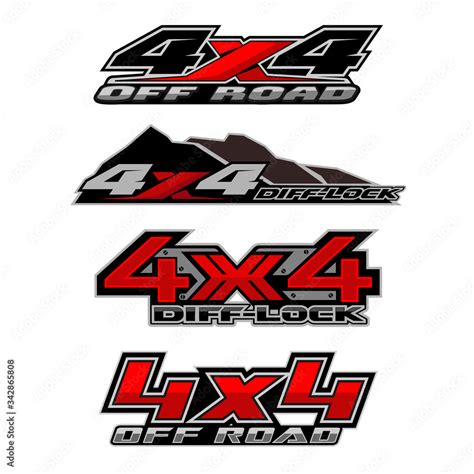 4x4 Logo For 4 Wheel Drive Truck And Car Graphic Vector Design For