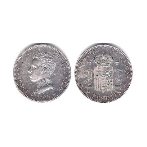 Alfonso XIII 1905 19 05 2 Pesetas EBC EBC Plata Ceca De Madrid