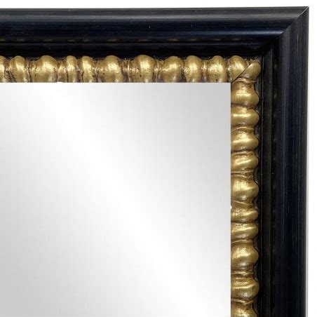 Espejo De Pared Negro Y Oro Con Moldura De Madera Modelo