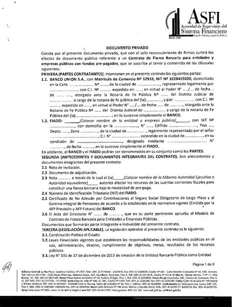 Pdf Contrato Fianza Bancaria Bancounion Bo Fianza Bancaria Pdf