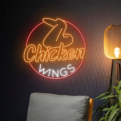 Chicken Wings Neon Sign Fried Chicken Wings Led Sign Chicken Led